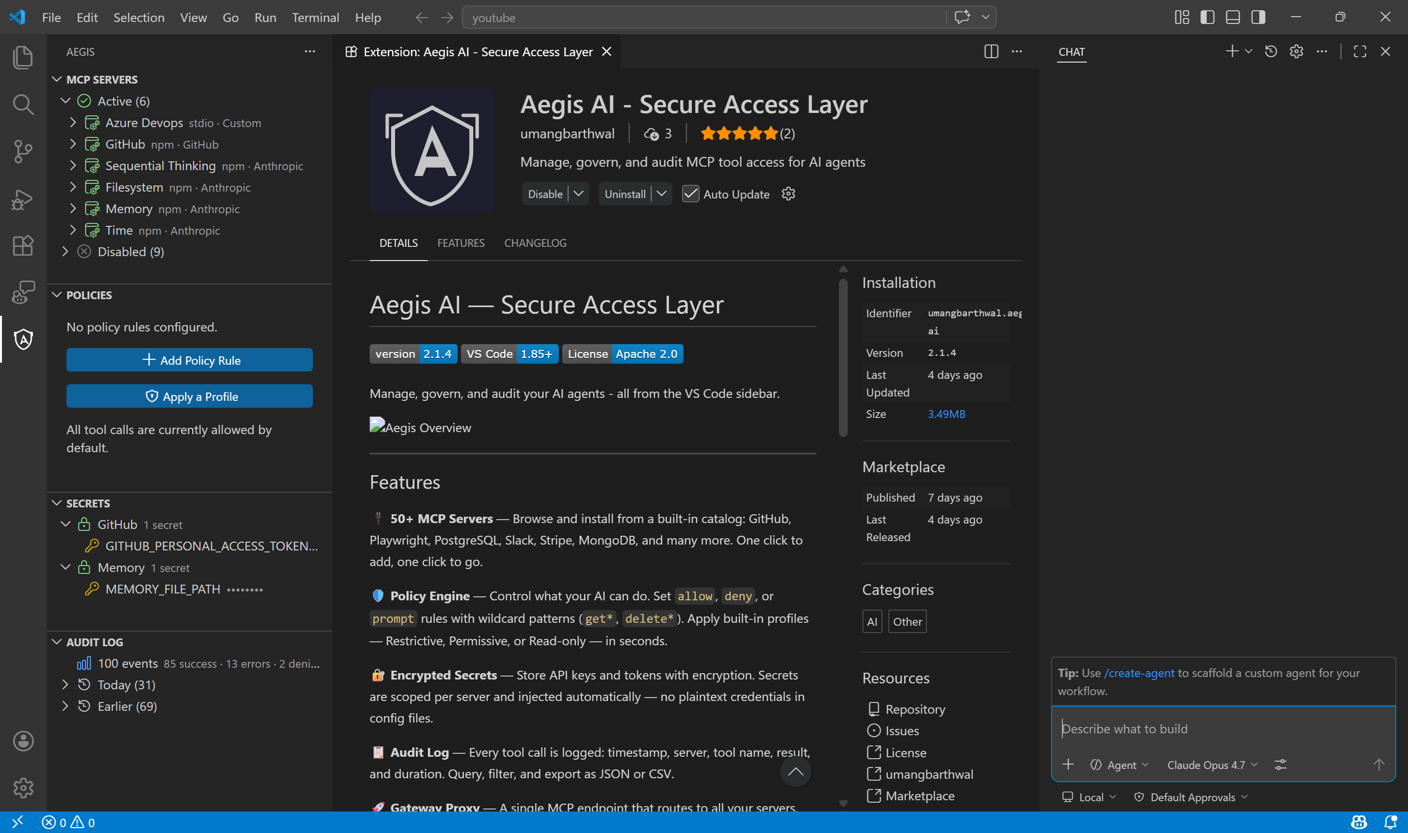 Aegis AI · Secure Access Layer for AI Agents